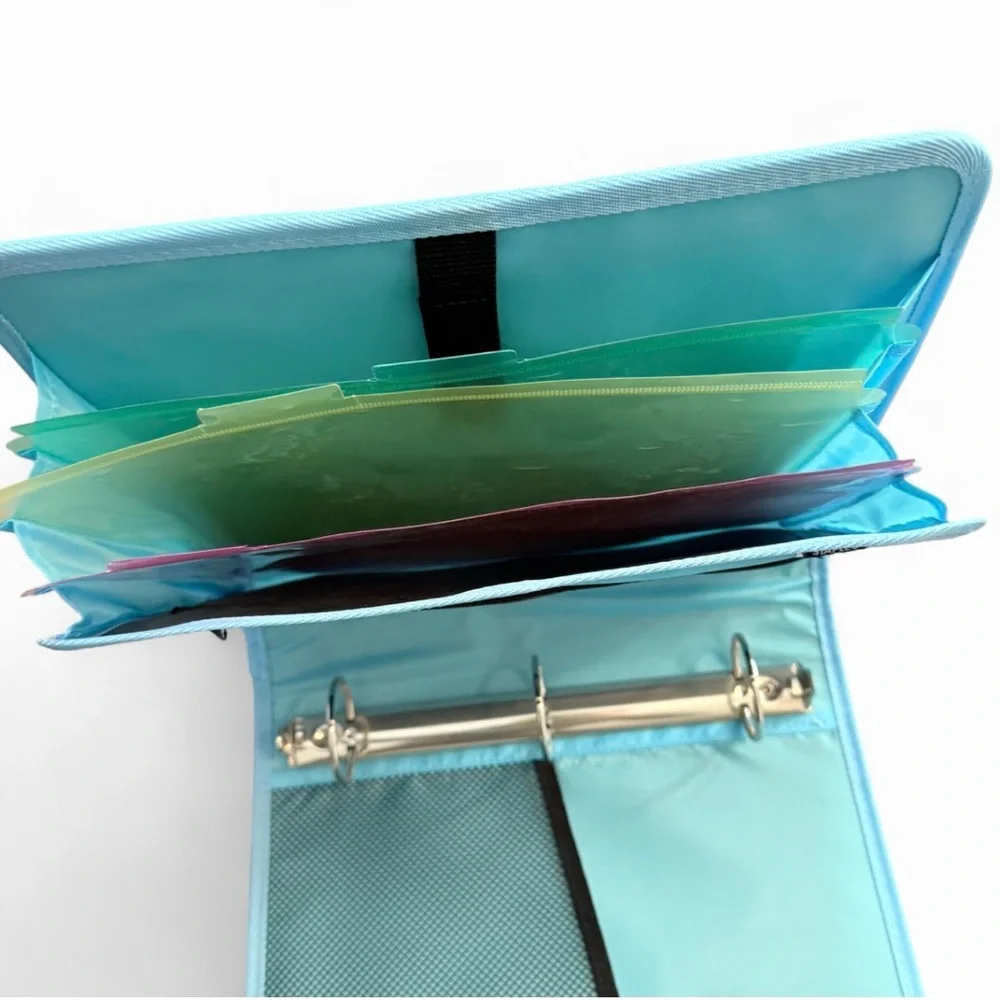 Staples 2” Binder W/ expandable file and zip mesh pocket for organization.